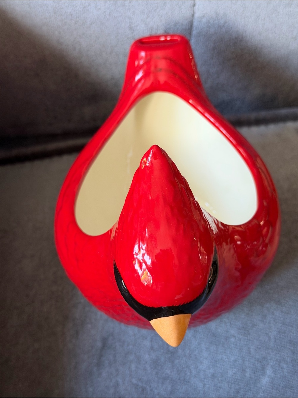Red Ceramic Cardinal Bird Planter Decorative